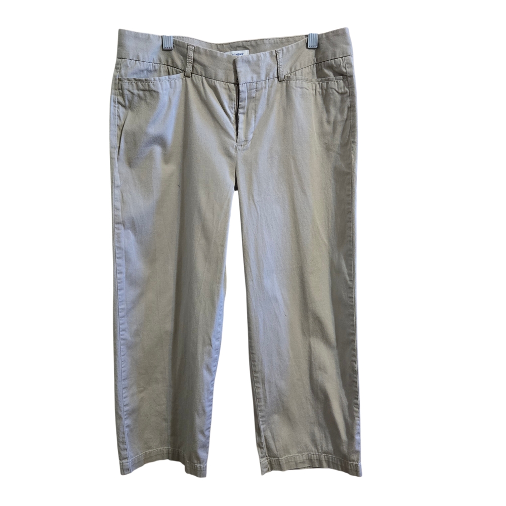 Dockers Womens Khaki Chino Pants Tan Stretch Straight Leg Cropped Trousers SZ 8